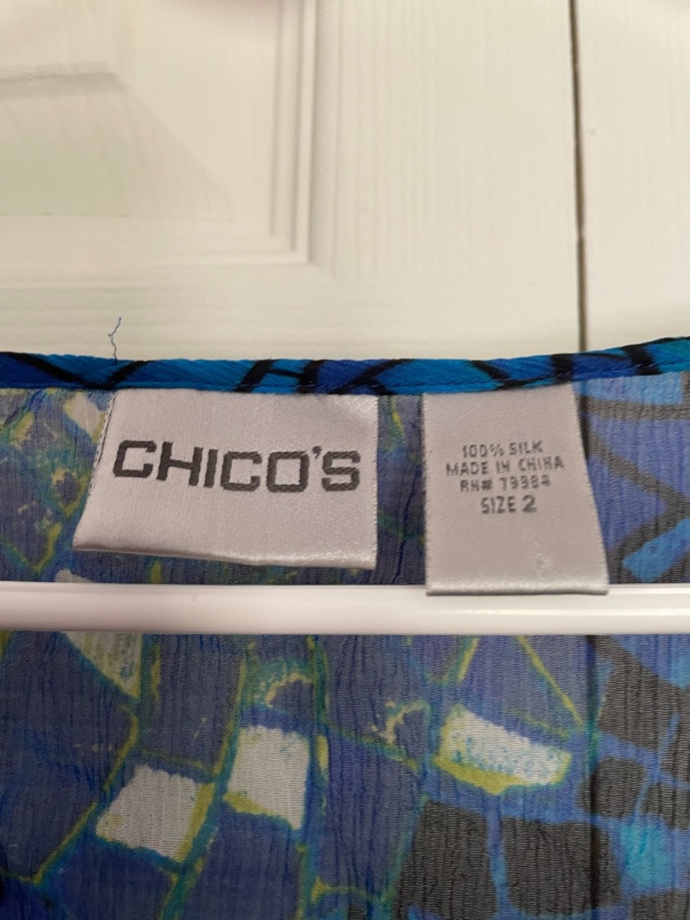 Chico's Blue & Green Abstract Silk Top - Picture 2 of 3